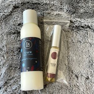 Lemongrass Spa Calm Body Crème and lip oil